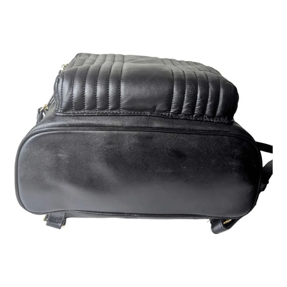 MARK AND GRAHAM Black Quilted Leather Backpack